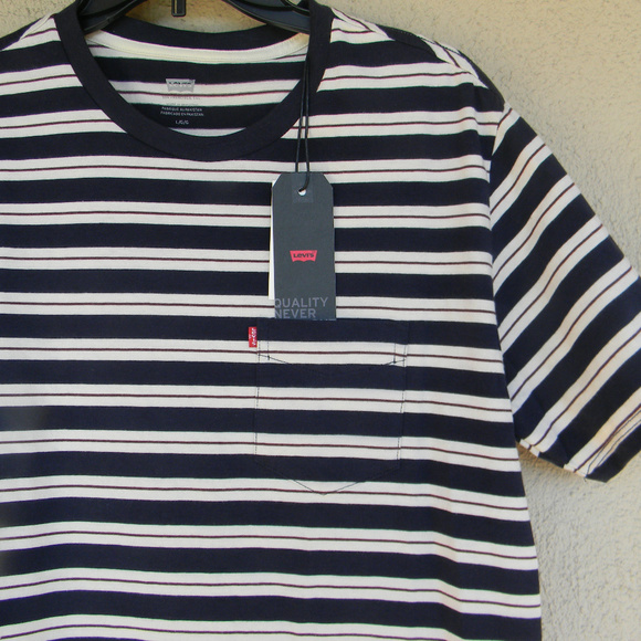 levi's black and white striped shirt